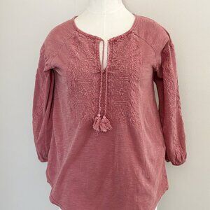 Lucky Brand Women's Tone on Tone Embroidered Long Sleeve Shirt, Size S